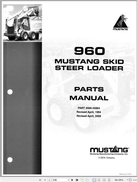 mustang 960 skid steer repair manual|mustang skid steer parts manual.